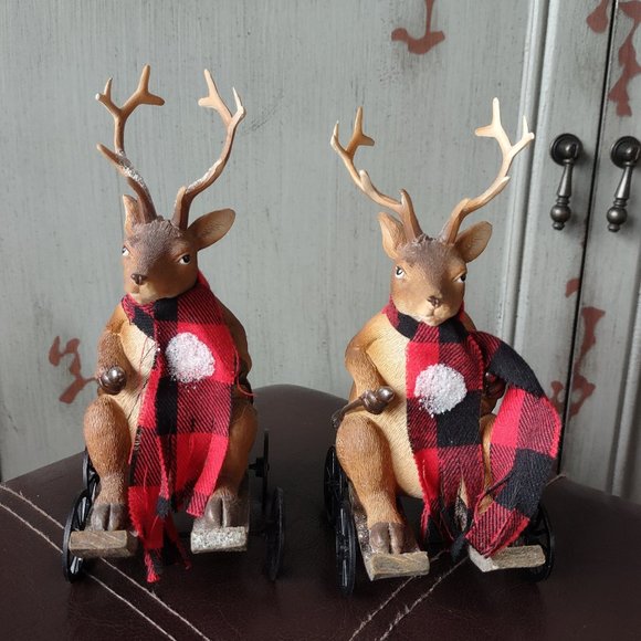 Evergreen Reindeer on Wheels Figurine Set - Picture 1 of 5